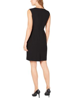 Womens Round Neck Cocktail Sheath Dress