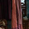 Women's Casual Elastic Waist Linen Patchwork A-Line Frayed Raw Hem Hippie Long Irregular Linen Skirt