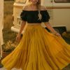 Women's 25 Yard Cotton Gypsy Belly Dance 4-Tiered A-Line Pleated Maxi Long Boho Dance Tribal Skirt