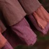 Women's Casual Elastic Waist Linen Patchwork A-Line Frayed Raw Hem Hippie Long Irregular Linen Skirt