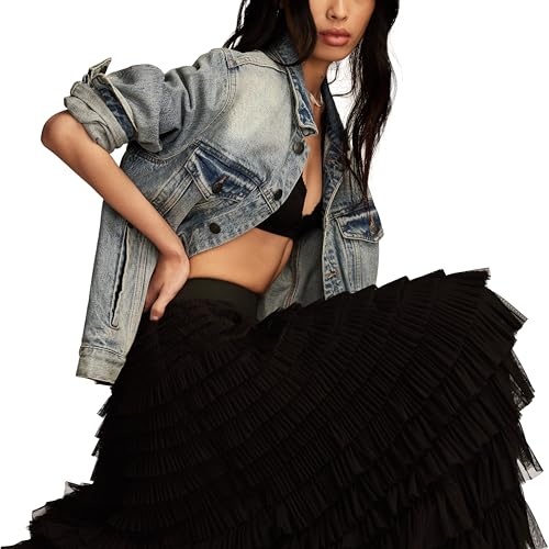 Women's Tulle Ruffle Maxi Skirt
