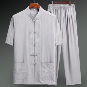 Cotton and linen clothes, Tang suit, Chinese summer dress, men's national style short-sleeved