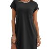 Womens Summer T Shirt Dress Casual Short Sleeve Crewneck Loose Flowy Mini Dresses with Pockets