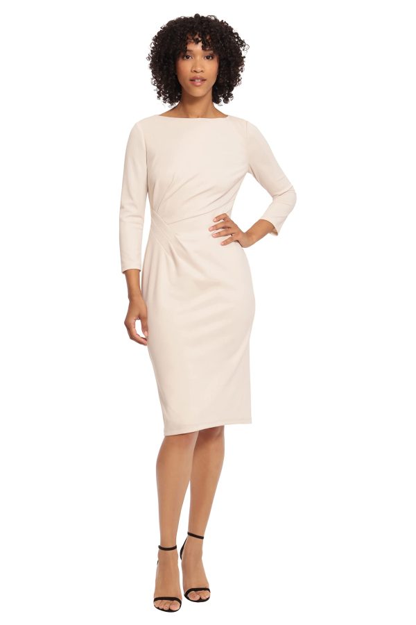 Women's Plus Size Scuba Crepe Pleat Tuck Waist Dress