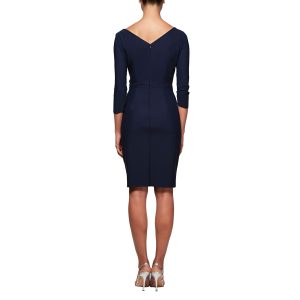 Women's Slimming Short Sheath 3/4 Sleeve Cocktail Dress, Wedding Guest (Petite and Regular Sizes)