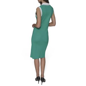 Women's Collared Sleeveless V Neck Sweater Dress