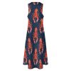 Red Lobster Printed Womens Sleeveless Maxi Dress Casual Sundress Beach Dress