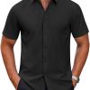 Mens Short Sleeve Dress Shirts Wrinkle Free Casual Button Down Shirts Summer Untucked Dress Shirt
