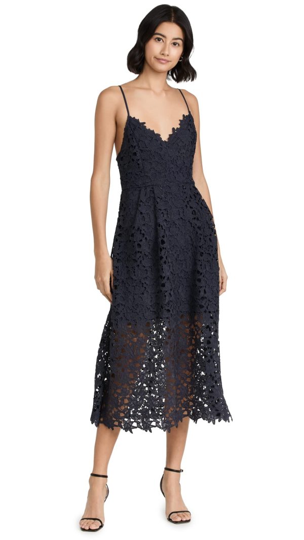Women's Sleeveless Lace Fit & Flare Midi Dress