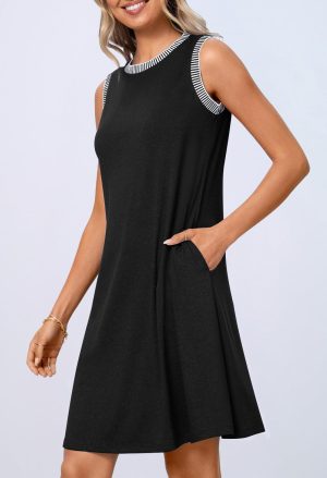Women's 2025 Summer Casual Sundress Beach Vacation Sleeveless Tank Crewneck Coverup Mini Dresses