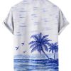 Couple Matching Hawaiian Outfits Coconut Tree Seagull Print Cami Dress or Men's Short Sleeve Button Up Shirt