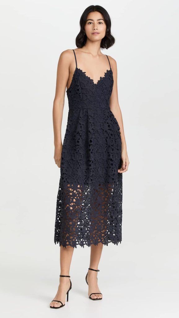 Women's Sleeveless Lace Fit & Flare Midi Dress
