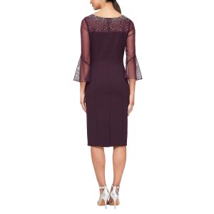 Women's Short Shift Dress with Embellished Illusion Detail