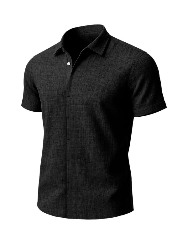 Linen Shirts for Men Button Down Beach Shirt Short Sleeve Men's Casual Summer Vacation Shirts