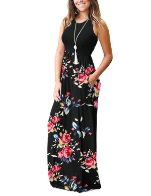 Women's Loose Plain Maxi Dresses Casual Long Dresses with Pockets