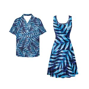 Hawaii Matching Couple Outfits Husband and Wife Clothing Fashionable Mens Casual Shirts Hawaii Dress with Soft Fabric