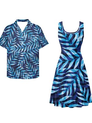 Hawaii Matching Couple Outfits Husband and Wife Clothing Fashionable Mens Casual Shirts Hawaii Dress with Soft Fabric