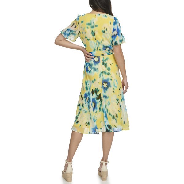 Women's Flutter Sleeve V-Neck Dress
