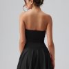 Women's Mini Dress Summer Cocktail Tube Ruched Waist Ruffle Corset Party A-line Dresses