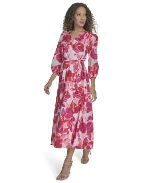 Women's Casual Wrap Cotton Midi Dress
