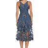 Women's Audrey Spaghetti Strap Midi A-line 3D Floral Dress