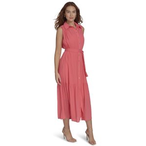 Women's Sleeveless Midi Shirt Dress