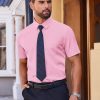 Mens Short Sleeve Button Down Shirts Lightweight Stain Shield Business Casual Dress Shirt Wrinkle Free