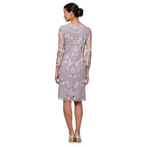 Women's Midi Scoop Neck Shift Dress with Jacket (Petite and Regular)