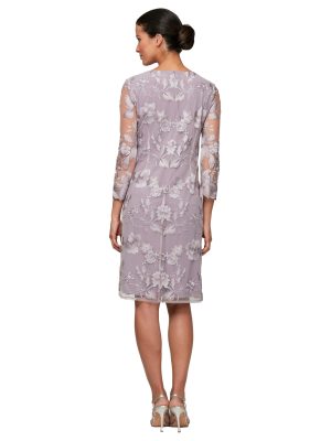 Women's Midi Scoop Neck Shift Dress with Jacket (Petite and Regular)