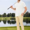 Mens Wool Blended Button Down Shirt Short Sleeve Knit 2025 Summer Fashion Dress Shirts Casual Business Golf