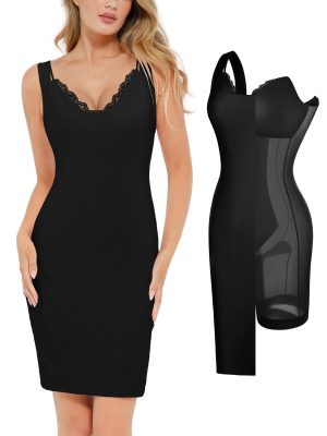 Cocktail Dresses for Women - Lace Layered Bra Summer Midi Modal Shapewear Dress Party Outfits