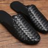 Men's Woven Leather Mules Slide Sandals, Slip-On Dress Casual Clogs Summer Shoes for Business, Comfortable and Stylish Open Back