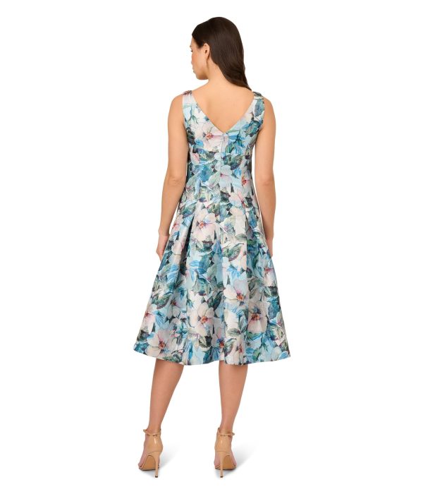 Women's Floral Jacquard Midi Dress