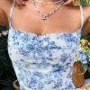 Women's Summer Spaghetti Strap Cowl Neck Satin Mini Tropical Dress