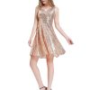 Women's Sequin Dresses Sleeveless V-Neck Sparkly Glitter Evening Party Dress