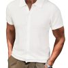 Mens Wool Blended Button Down Shirt Short Sleeve Knit 2025 Summer Fashion Dress Shirts Casual Business Golf