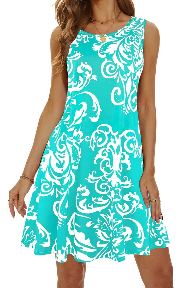 Summer Dresses for Women 2025 Casual Sundresses Beach Cover Ups Sleeveless Tshirt Swing Dress with Pockets