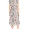 Women's Flutter Sleeve V-Neck Empire Waist Midi Length A-line Cocktail Dress