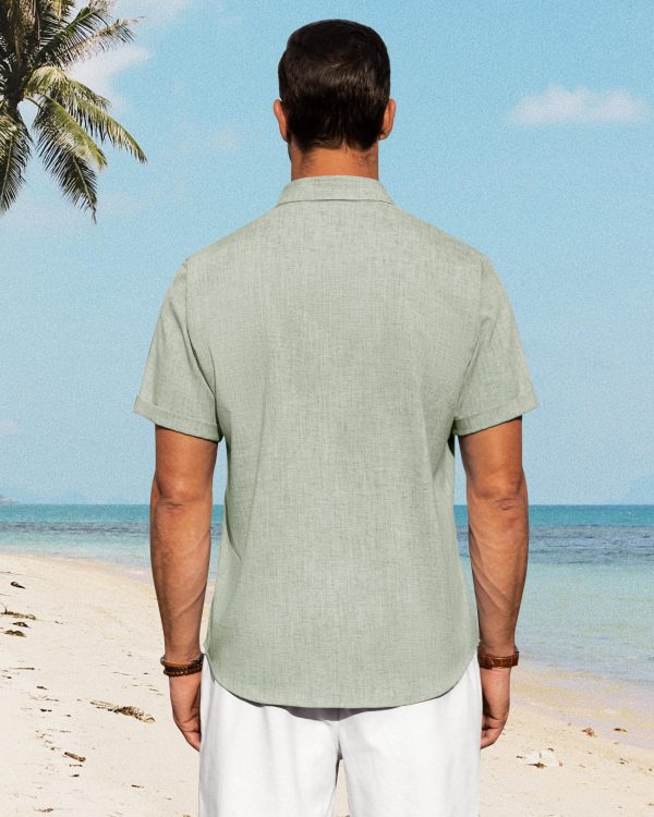 Men's Linen Shirts Casual Short Sleeve Button Down Shirt Beach Summer Vacation Holiday Wedding Cotton Tops