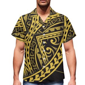Samoa Couple Outfit Polynesian Dress for Women Traditional Puletasi Shirts for Men Beach Lava Lava Luau
