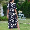 Women Floral Summer Dress Casual Beach Dress Printed T Shirt Dress Split Long Dress Travel 2025 Vacation Dress