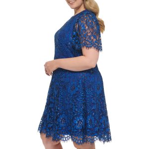 Women's Lace Midi Dress with Flutter Sleeves and Boat Neck