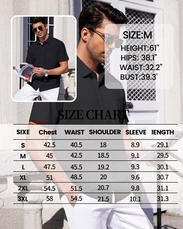 Mens Short Sleeve Dress Shirts Business Casual Button Down Shirt Summer Beach Wedding Untucked Shirts with Pocket