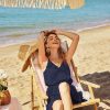 Women's 2025 Summer Dress Spaghetti Strap Casual Boho Beach Vacation Outfits Drawstring Ruffle Hem Sundress Trendy
