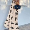 Women's Summer One Shoulder Maxi Dresses Printed Flowy Boho Beach Vacation Long Sundress