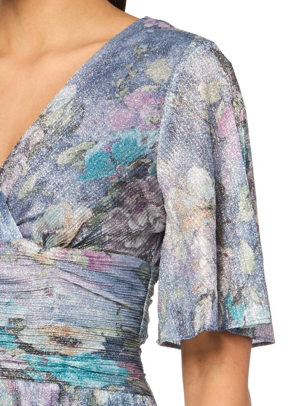 Women's Short Sleeve V-Neck Midi Cocktail Dress W/Ruched Waist, Wedding Guest Gown (Petite and Regular Sizes)