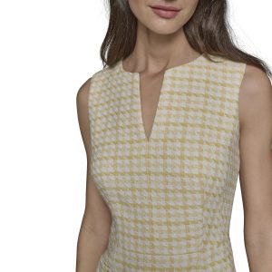 Women's Tweed Printed High Scoop Neck Aline Dress