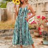 Womens Summer Maxi Dress Spaghetti Strap Casual Printed Dress Boho Floral Beach Sundress,