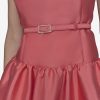 Women's Sleeveless Boat Neck Drop Waist Belted Midi Dress